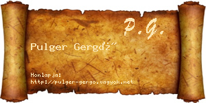 Pulger Gergő névjegykártya